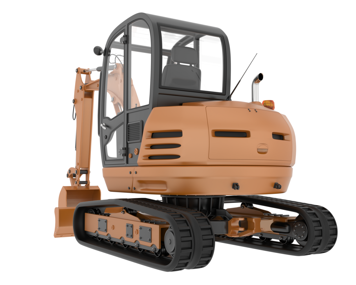 Compact excavator isolated on background. 3d rendering - illustration png