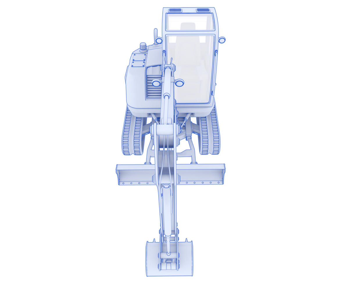 Compact excavator isolated on background. 3d rendering - illustration png