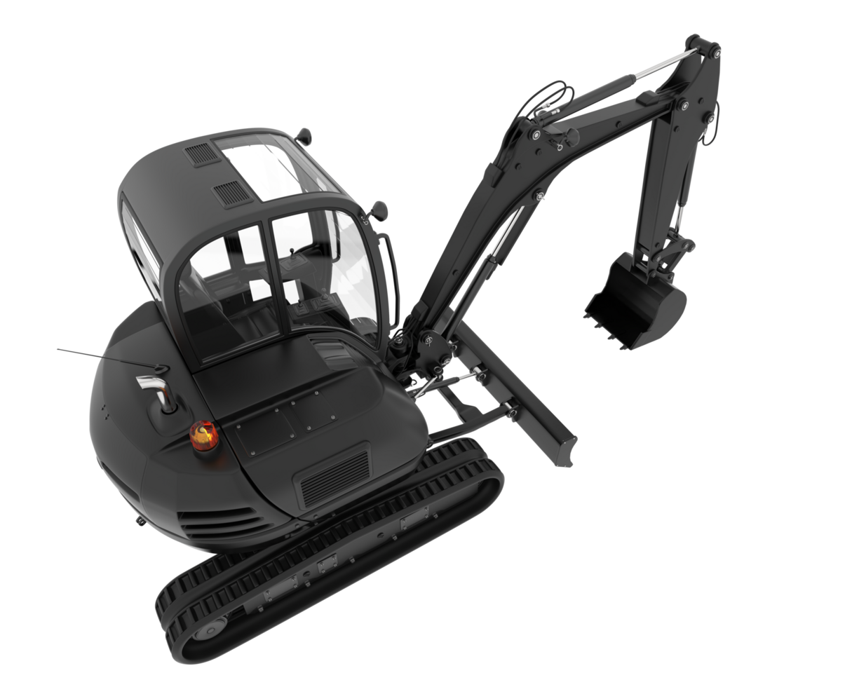 Compact excavator isolated on background. 3d rendering - illustration png