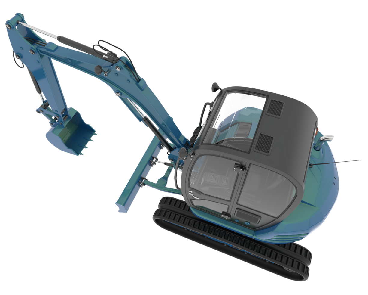 Compact excavator isolated on background. 3d rendering - illustration png