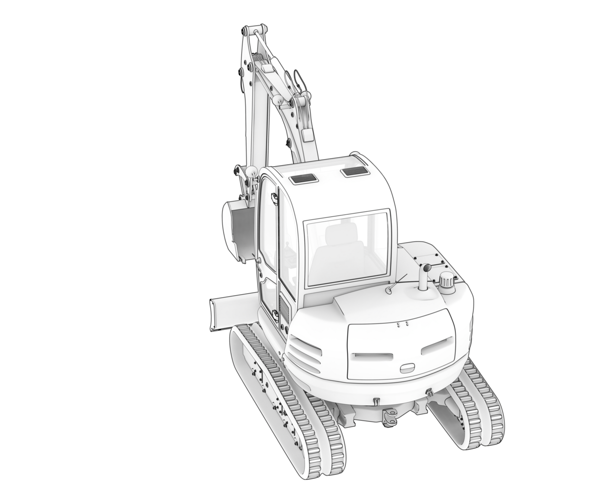 Compact excavator isolated on background. 3d rendering - illustration png