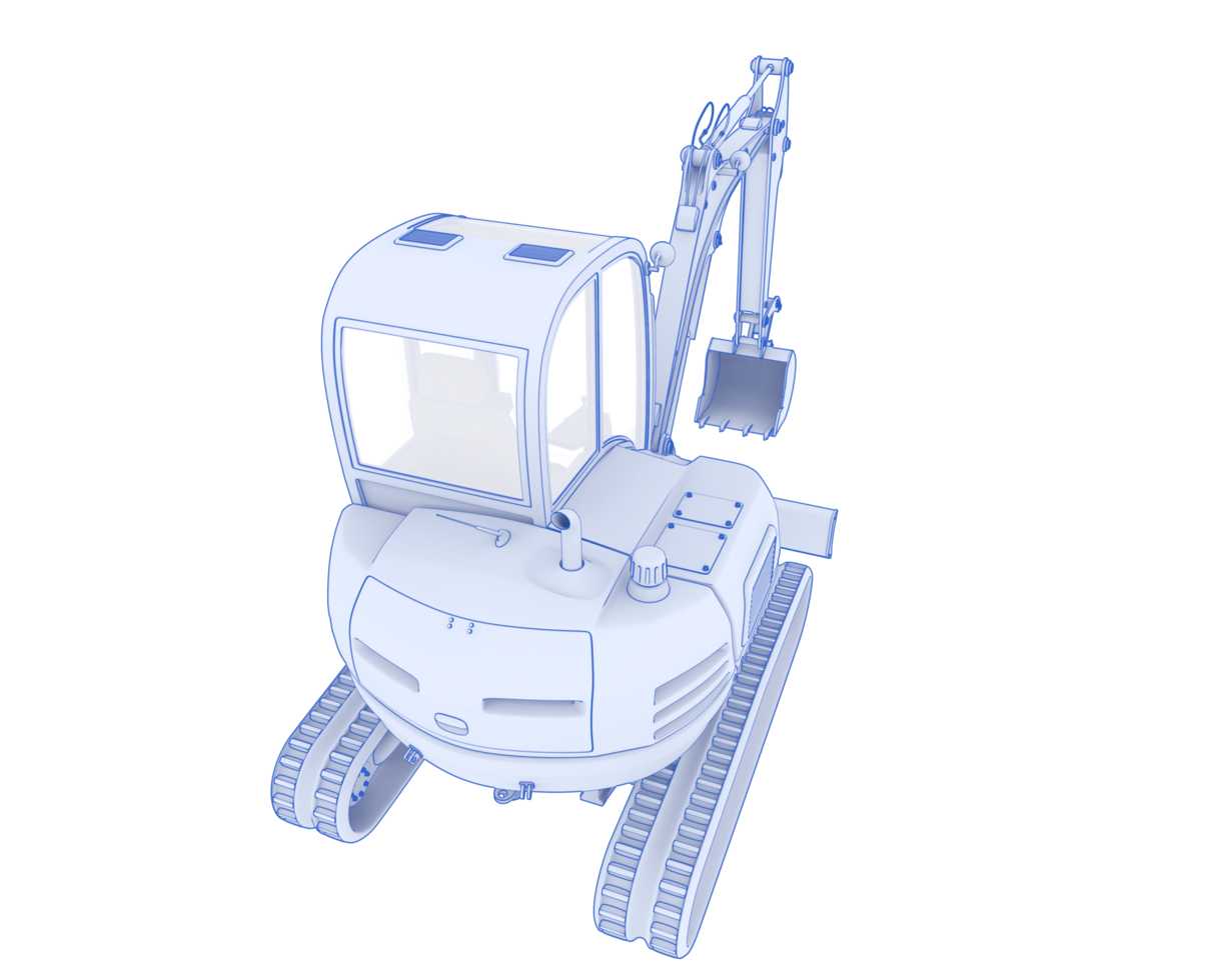 Compact excavator isolated on background. 3d rendering - illustration png
