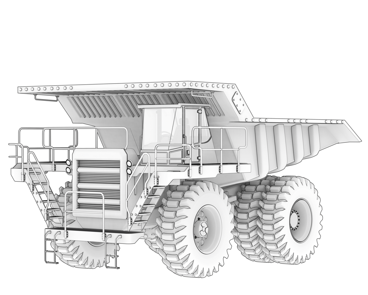 Mine truck isolated on background. 3d rendering - illustration png