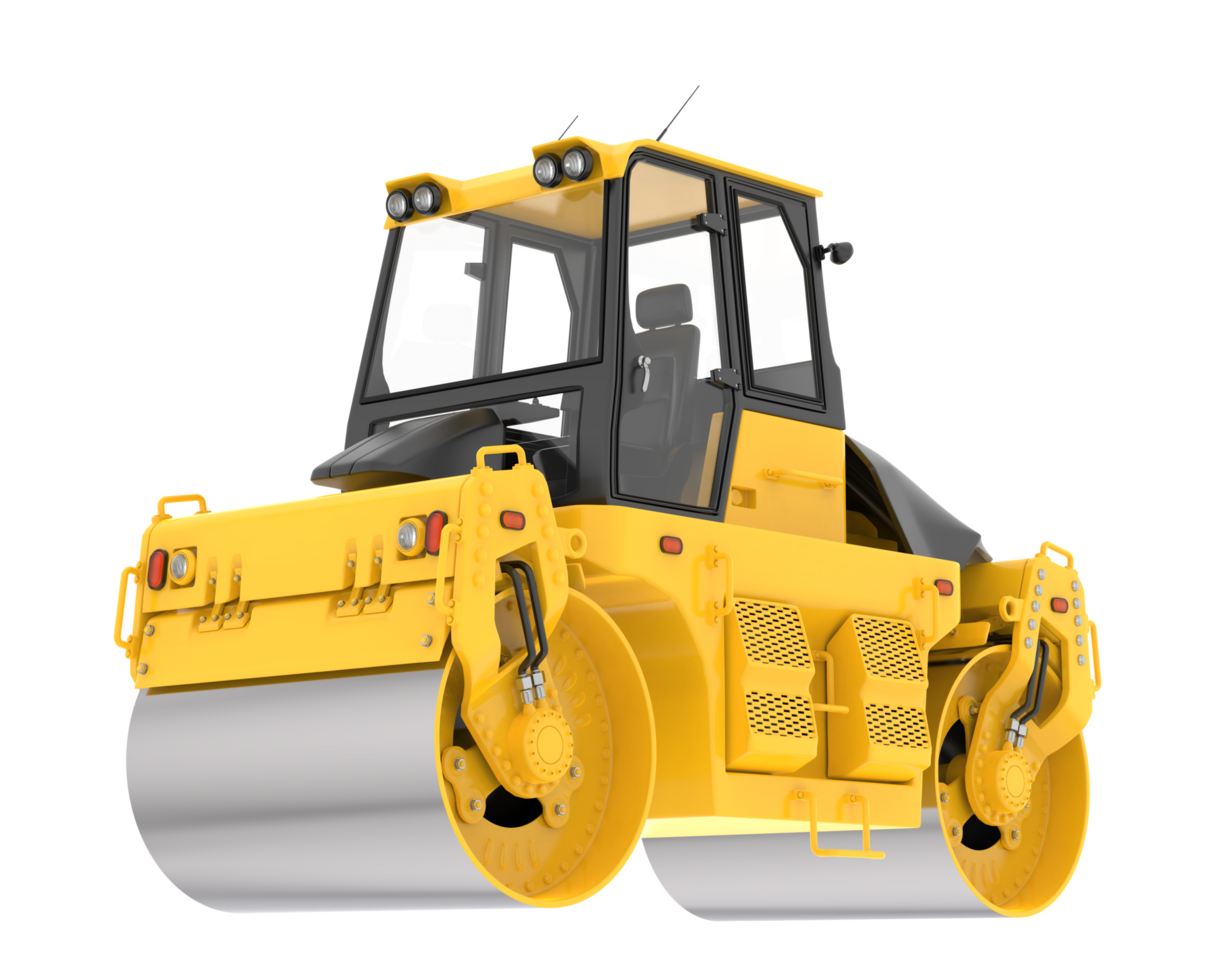 Road roller isolated on background. 3d rendering - illustration png