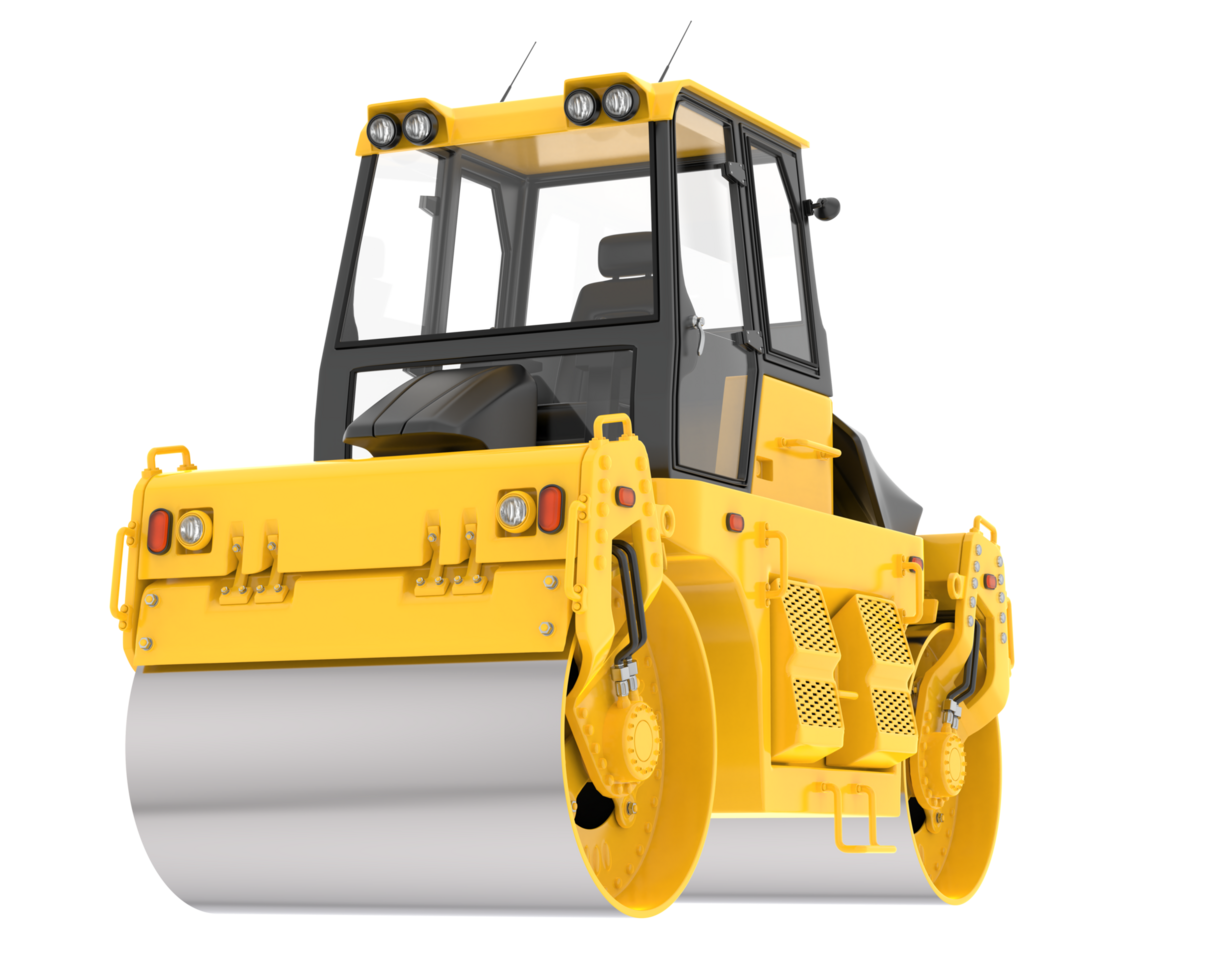 Road roller isolated on background. 3d rendering - illustration png