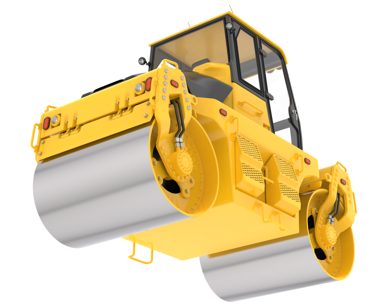 Road roller isolated on background. 3d rendering - illustration png