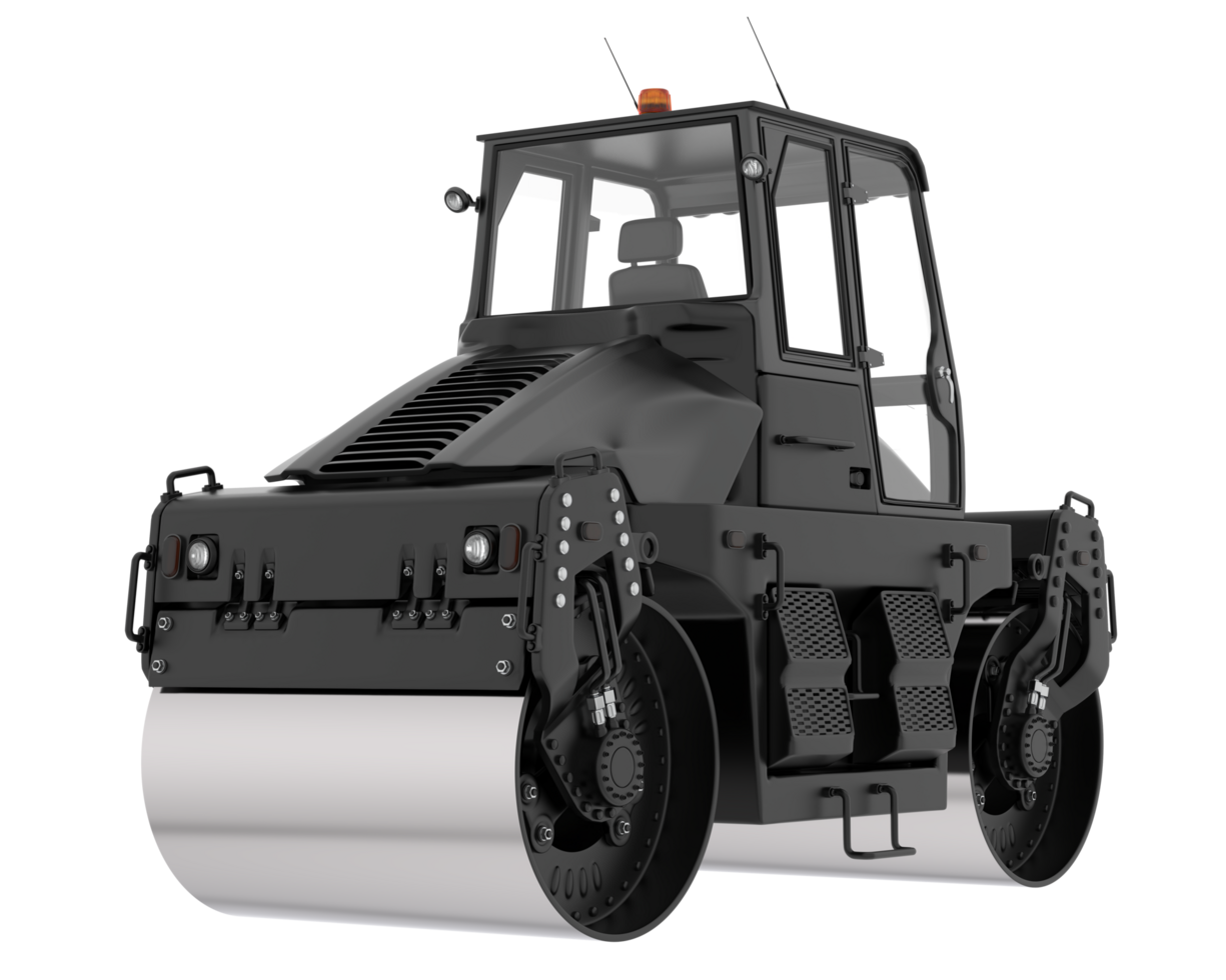 Road roller isolated on background. 3d rendering - illustration png