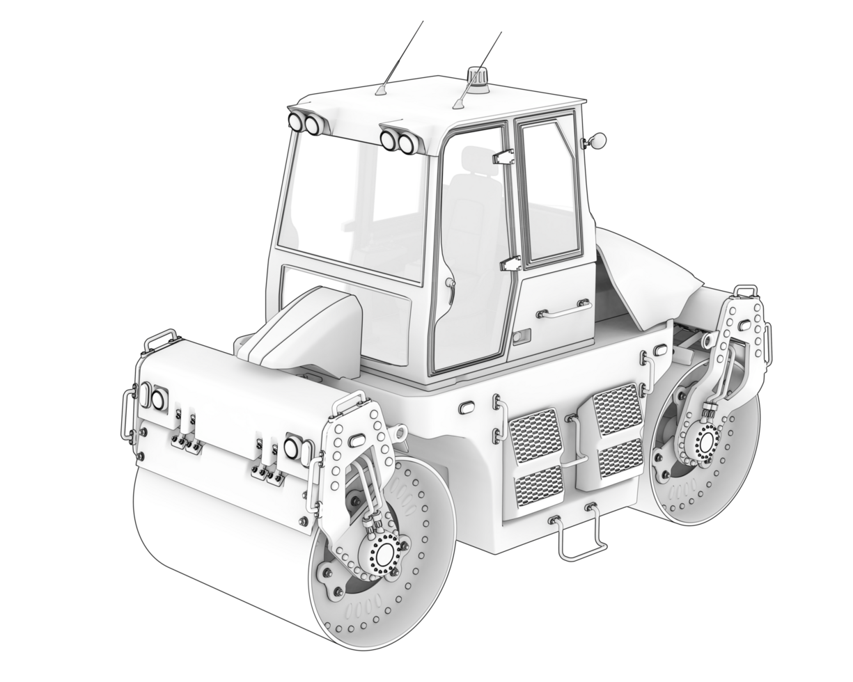 Road roller isolated on background. 3d rendering - illustration png