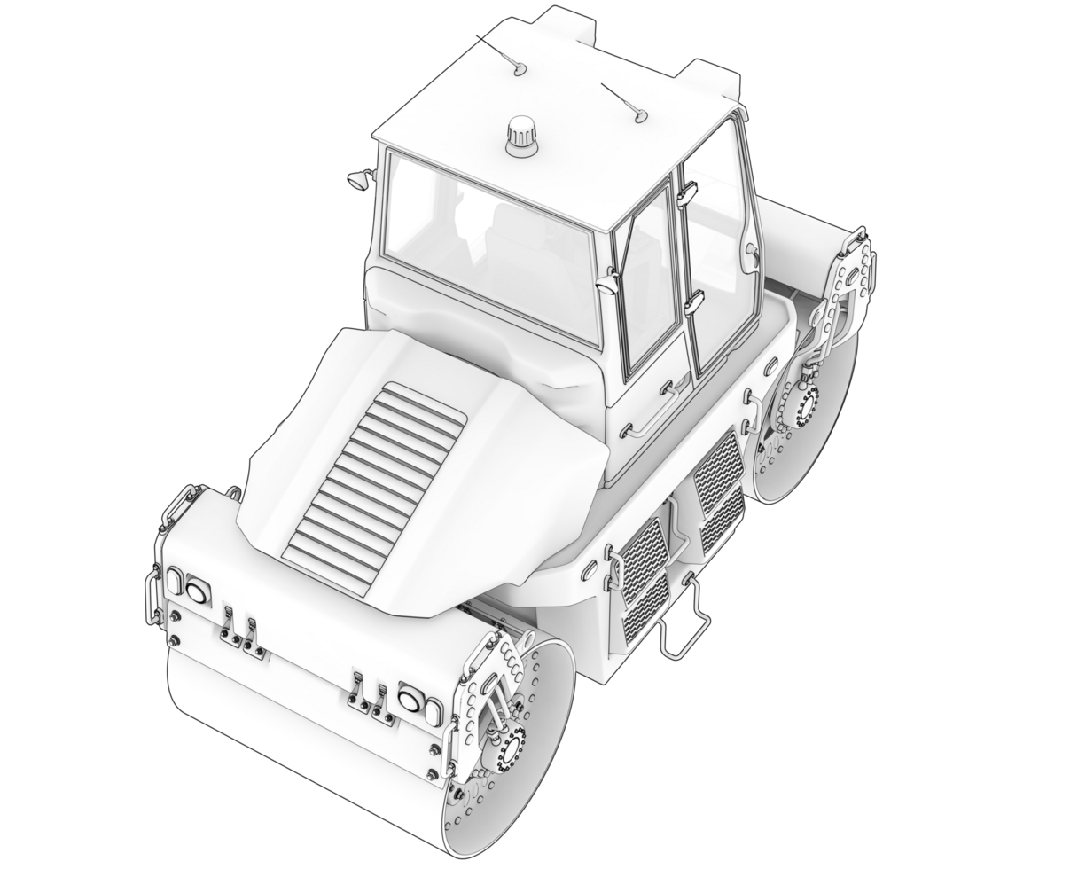 Road roller isolated on background. 3d rendering - illustration png