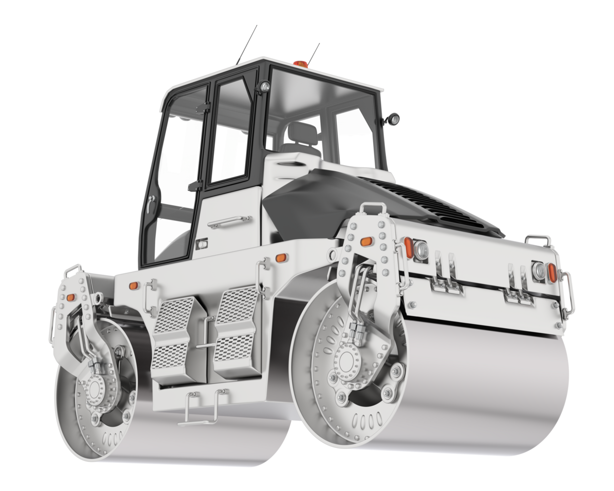Road roller isolated on background. 3d rendering - illustration png