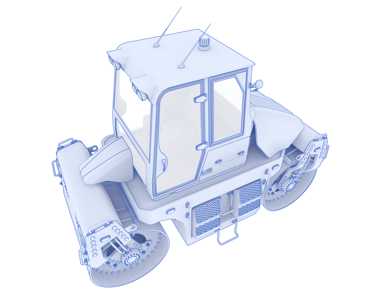 Road roller isolated on background. 3d rendering - illustration png
