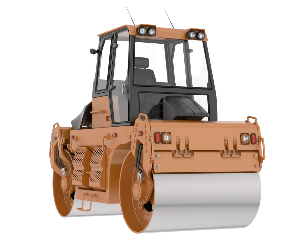 Road roller isolated on background. 3d rendering - illustration png