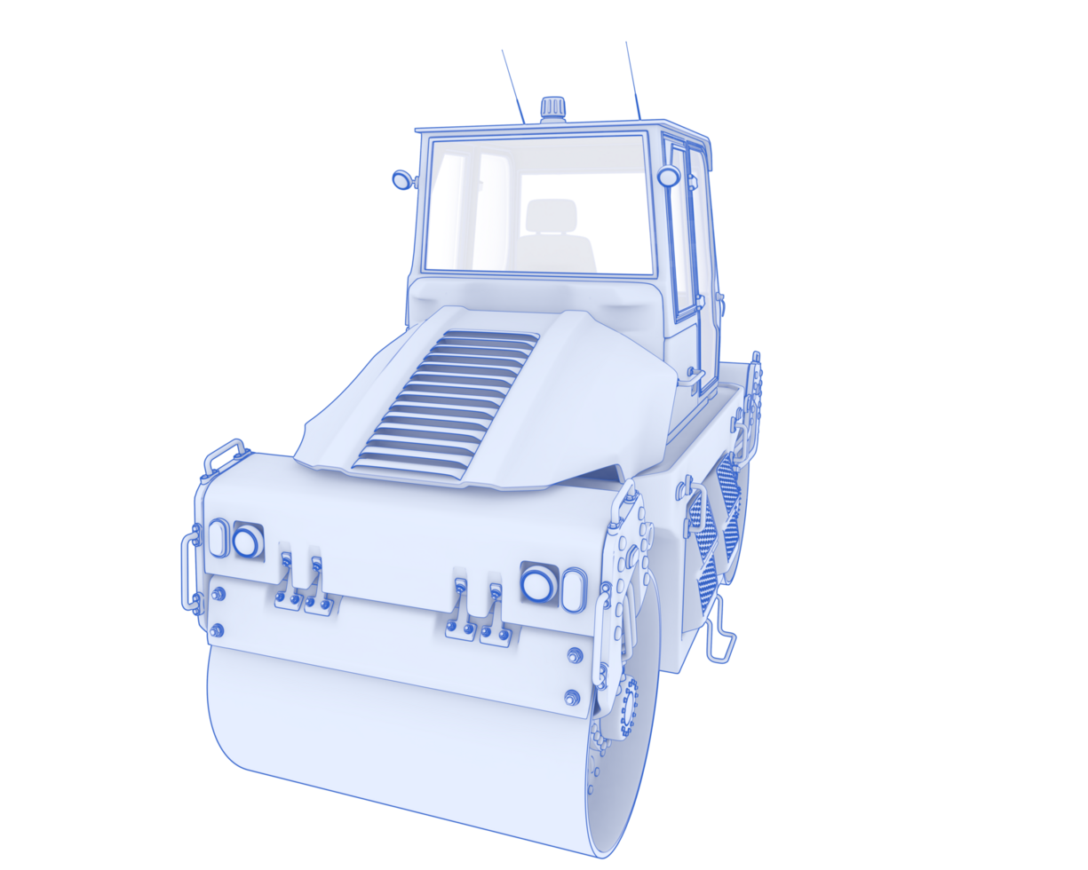 Road roller isolated on background. 3d rendering - illustration png