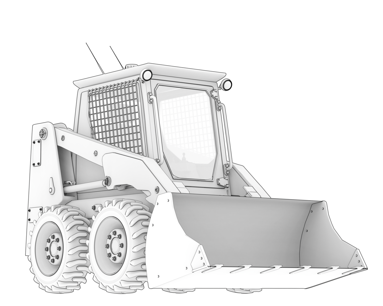 Skid steer loader isolated on background. 3d rendering - illustration png