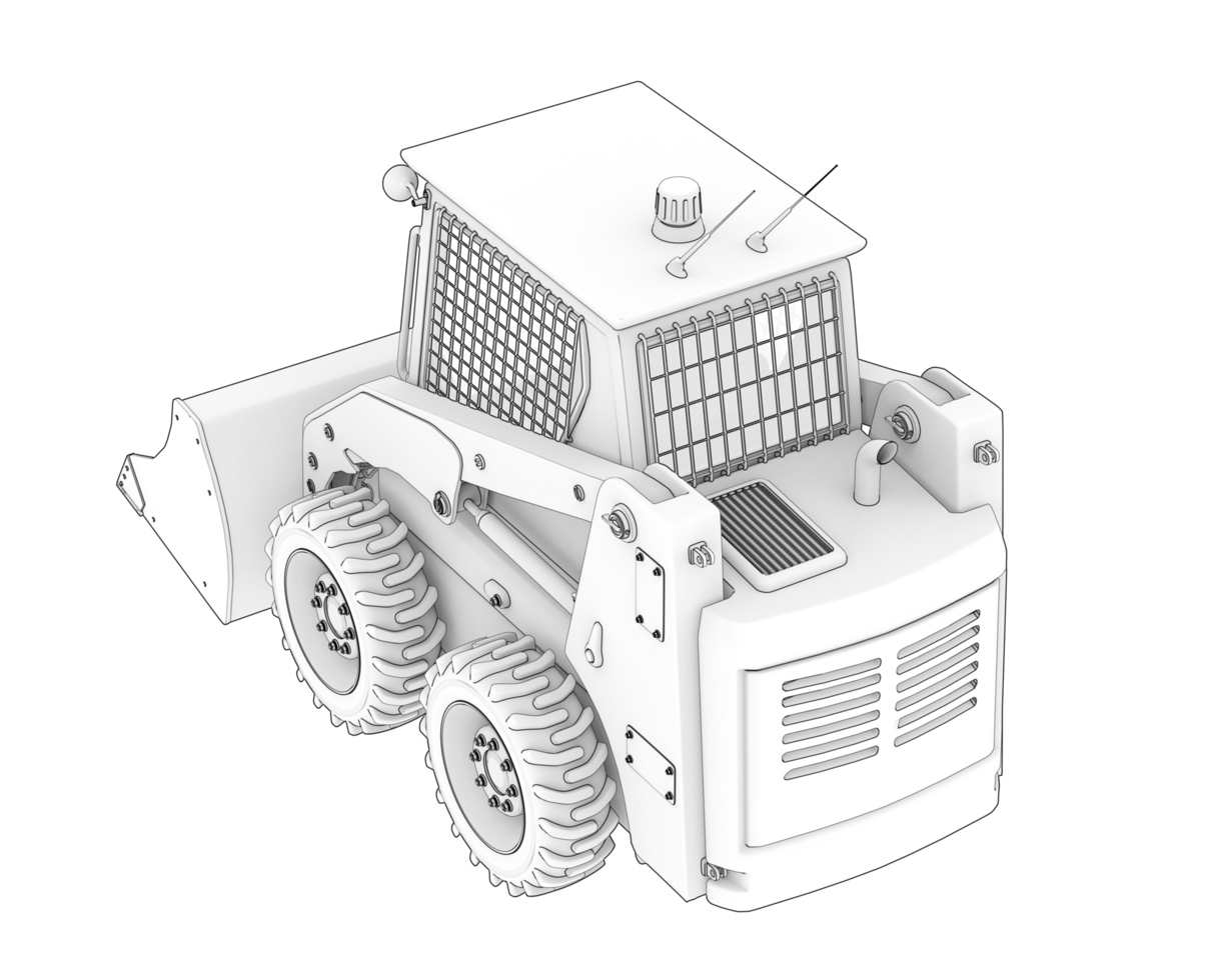 Skid steer loader isolated on background. 3d rendering - illustration png