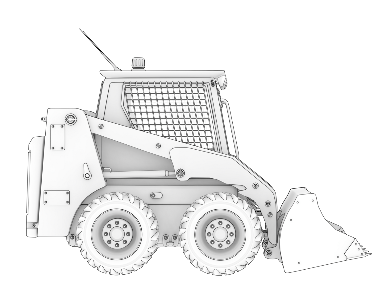 Skid steer loader isolated on background. 3d rendering - illustration png