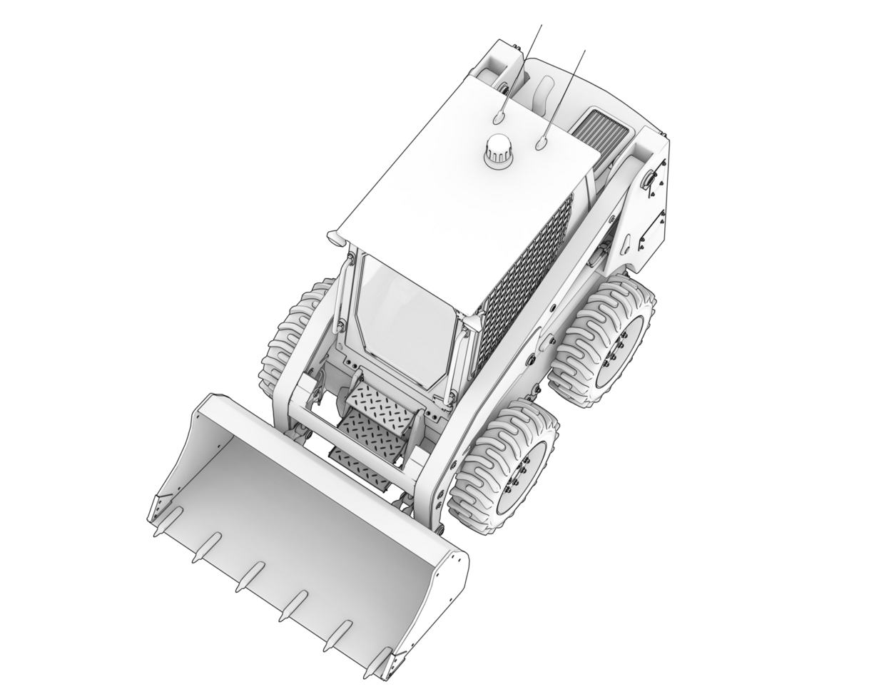 Skid steer loader isolated on background. 3d rendering - illustration png