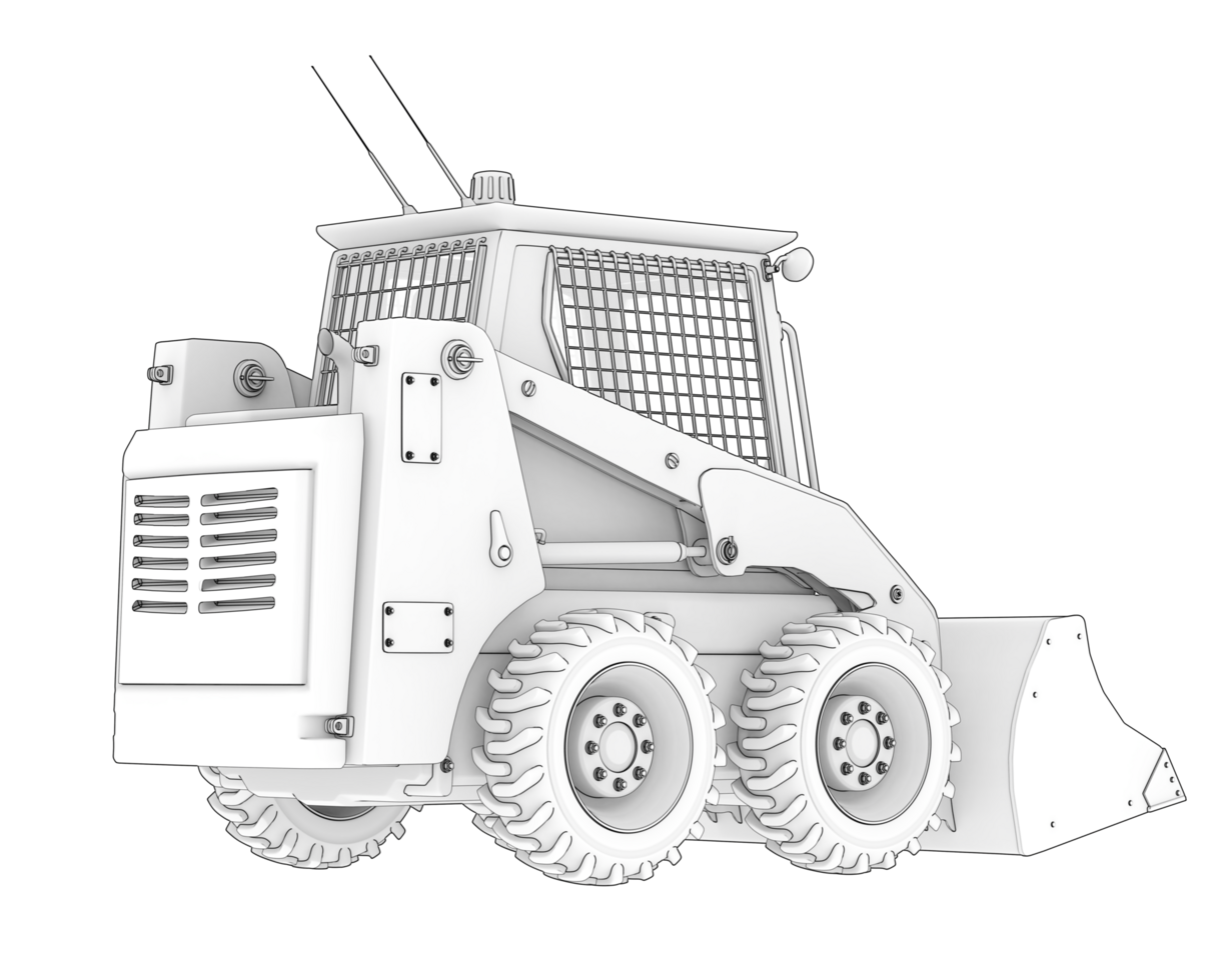 Skid steer loader isolated on background. 3d rendering - illustration png