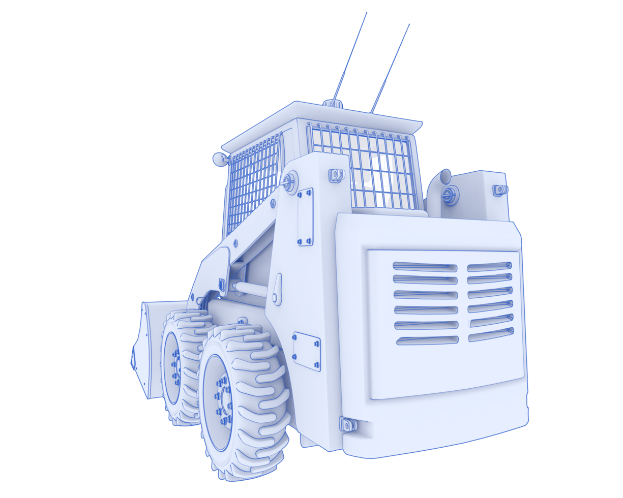 Skid steer loader isolated on background. 3d rendering - illustration png