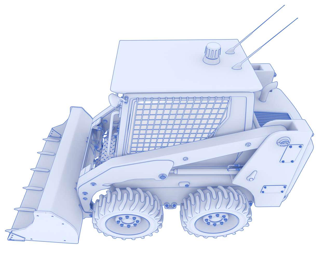 Skid steer loader isolated on background. 3d rendering - illustration png