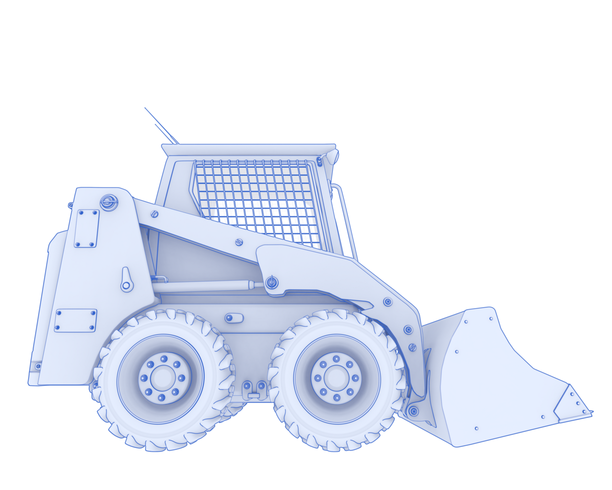 Skid steer loader isolated on background. 3d rendering - illustration png