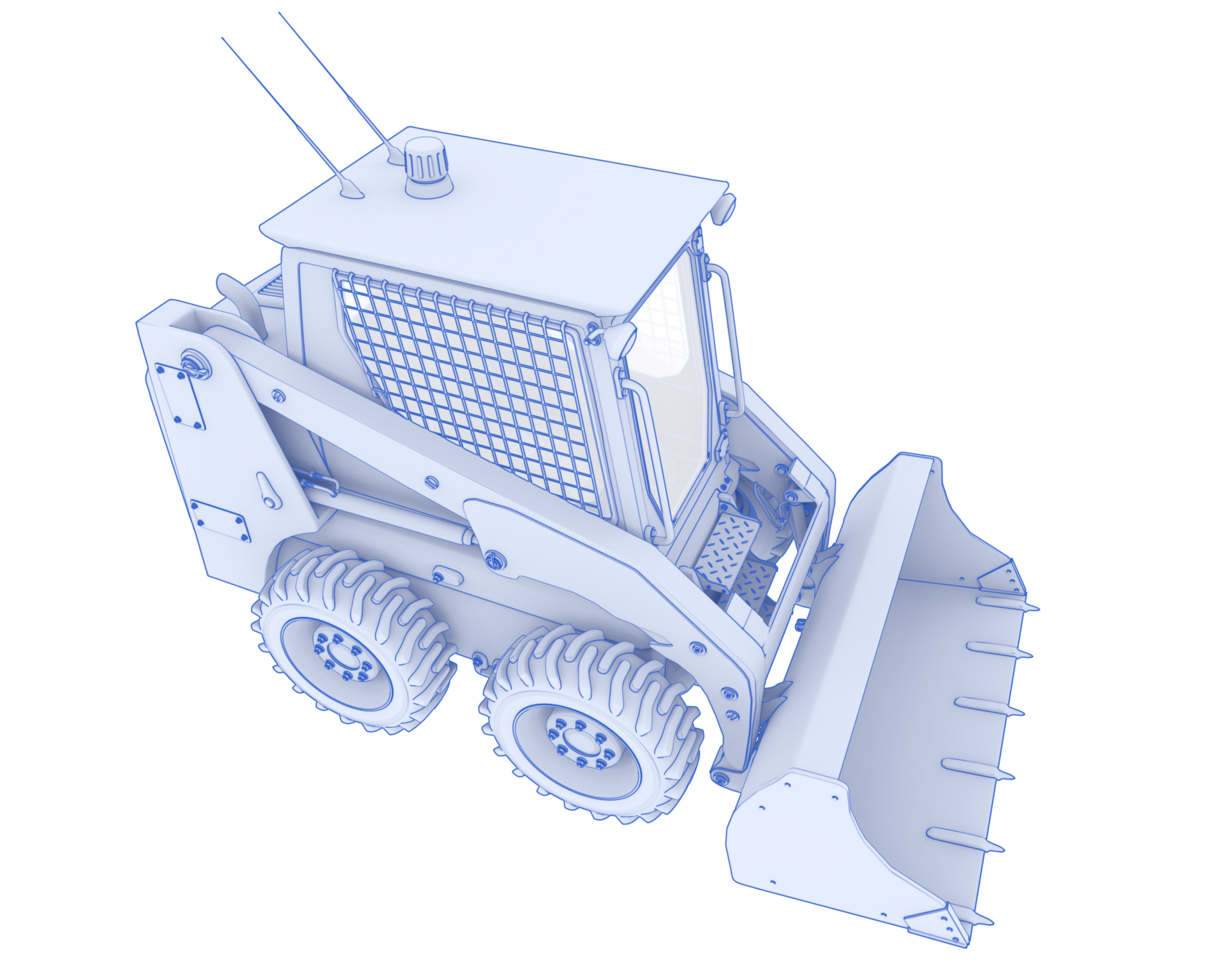 Skid steer loader isolated on background. 3d rendering - illustration png