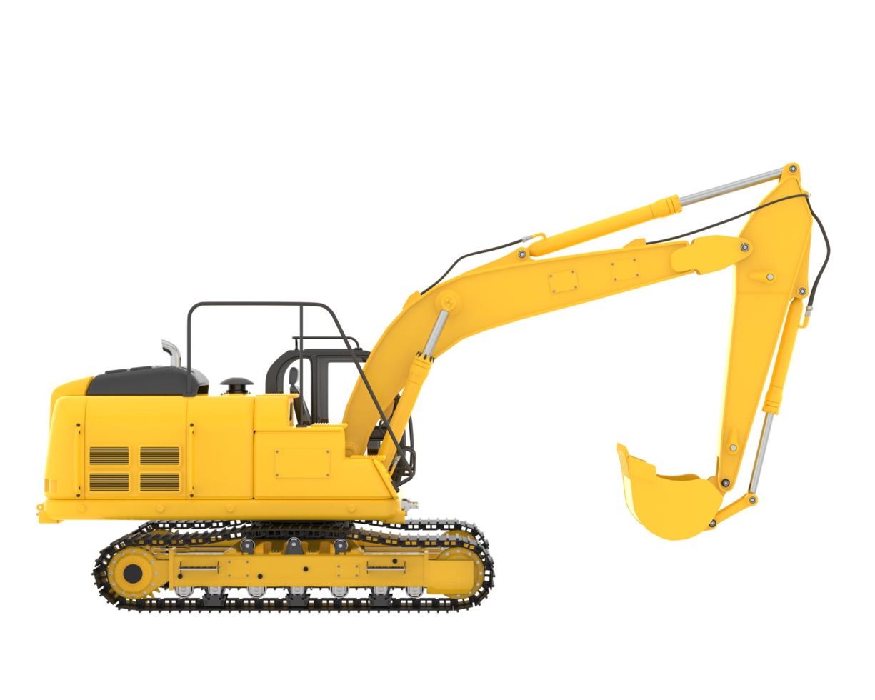 Track excavator isolated on background. 3d rendering - illustration png