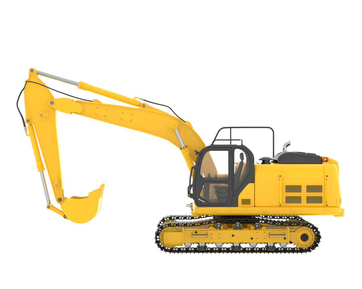 Track excavator isolated on background. 3d rendering - illustration png
