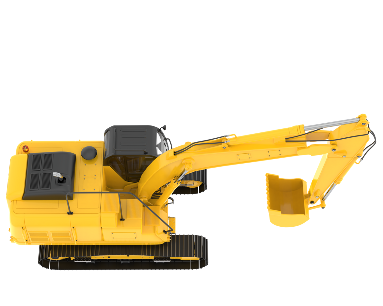 Track excavator isolated on background. 3d rendering - illustration png