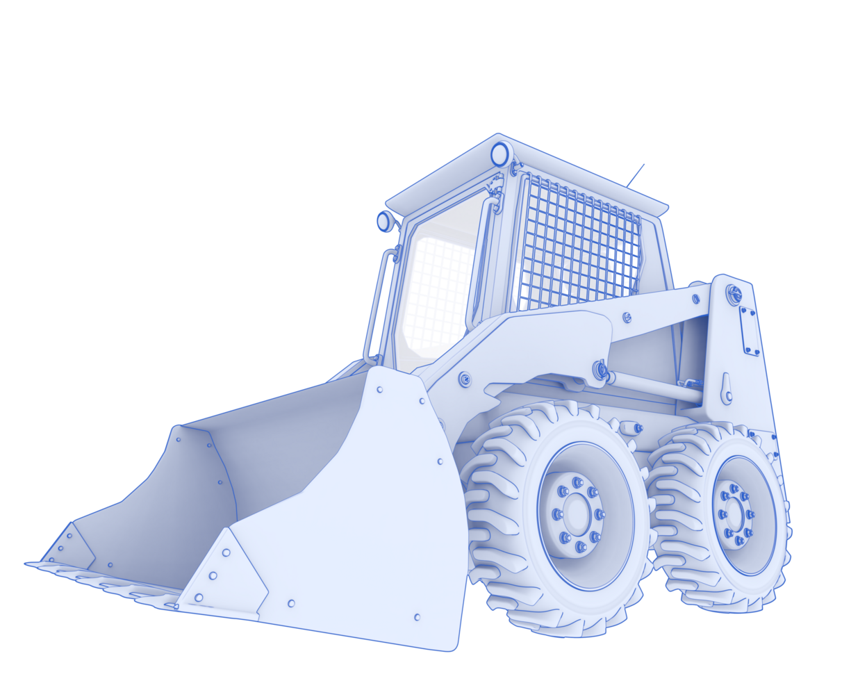 Skid steer loader isolated on background. 3d rendering - illustration png