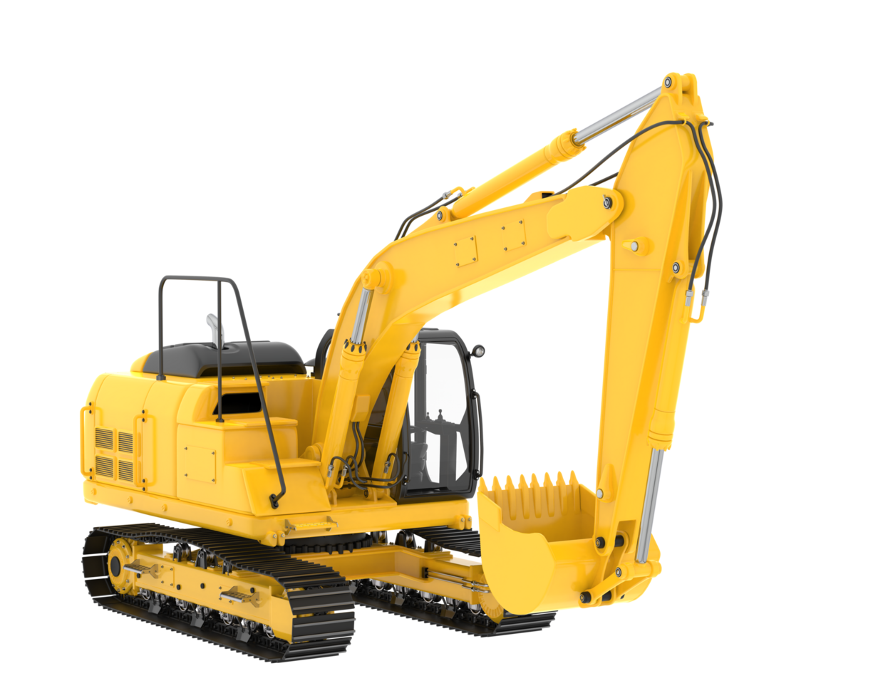 Track excavator isolated on background. 3d rendering - illustration png
