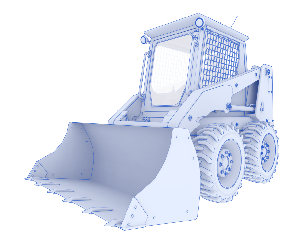 Skid steer loader isolated on background. 3d rendering - illustration png