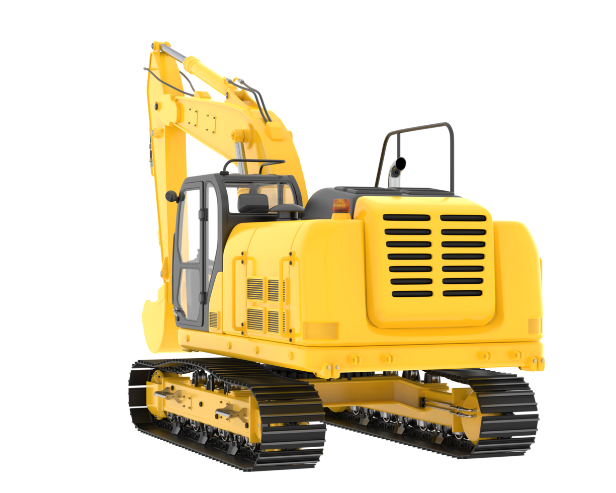 Track excavator isolated on background. 3d rendering - illustration png