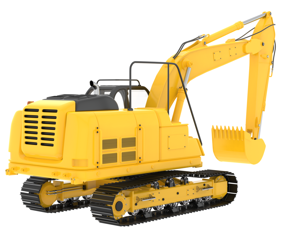 Track excavator isolated on background. 3d rendering - illustration png