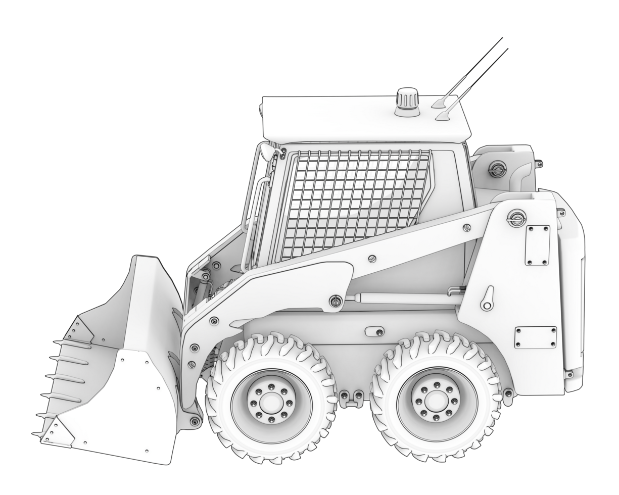 Skid steer loader isolated on background. 3d rendering - illustration png