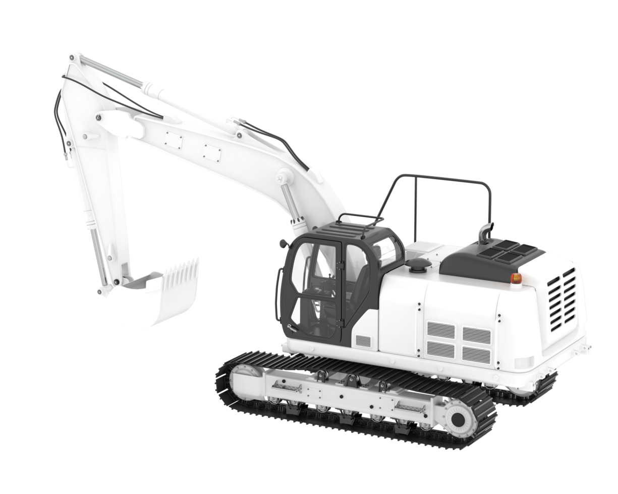 Track excavator isolated on background. 3d rendering - illustration png