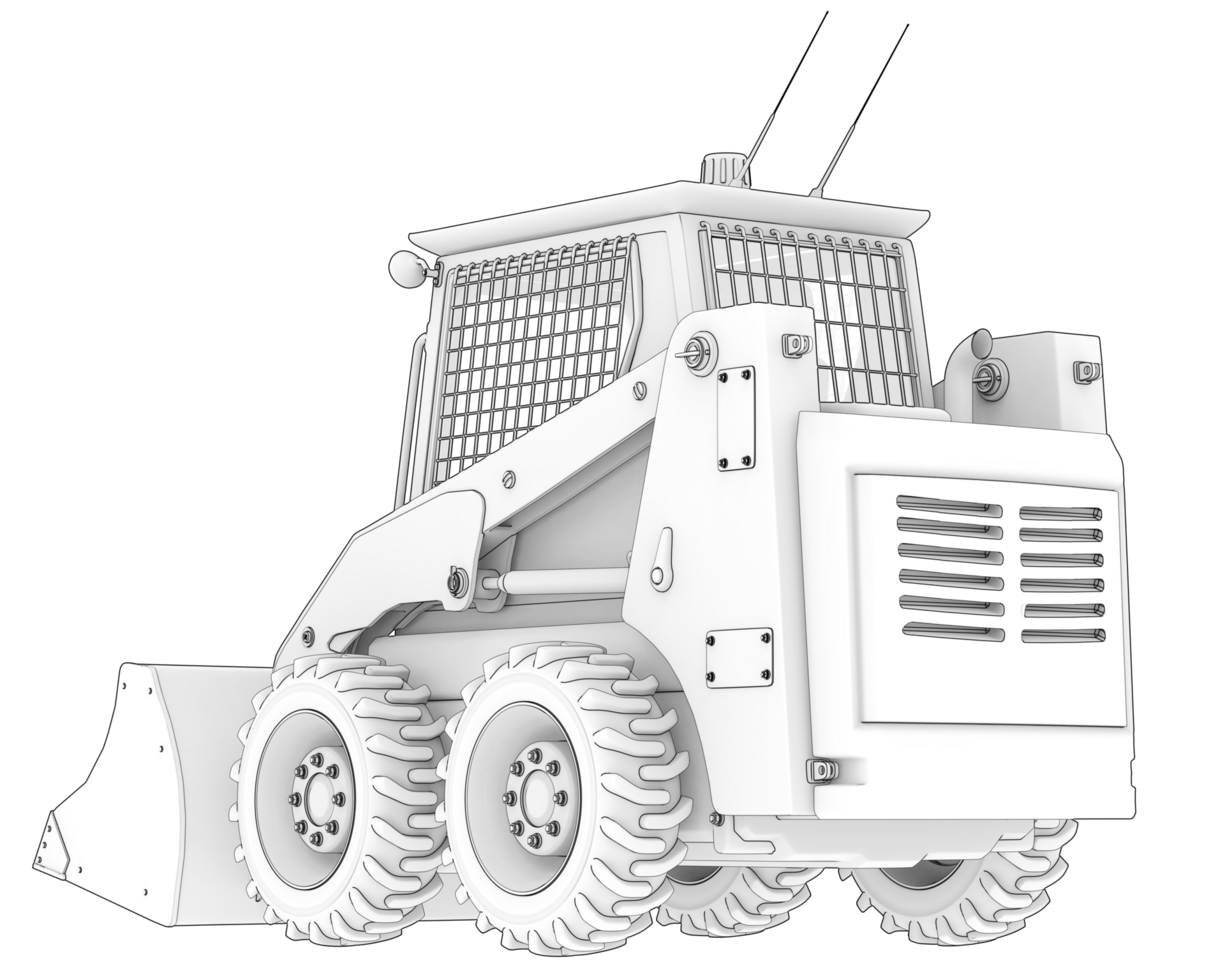 Skid steer loader isolated on background. 3d rendering - illustration png