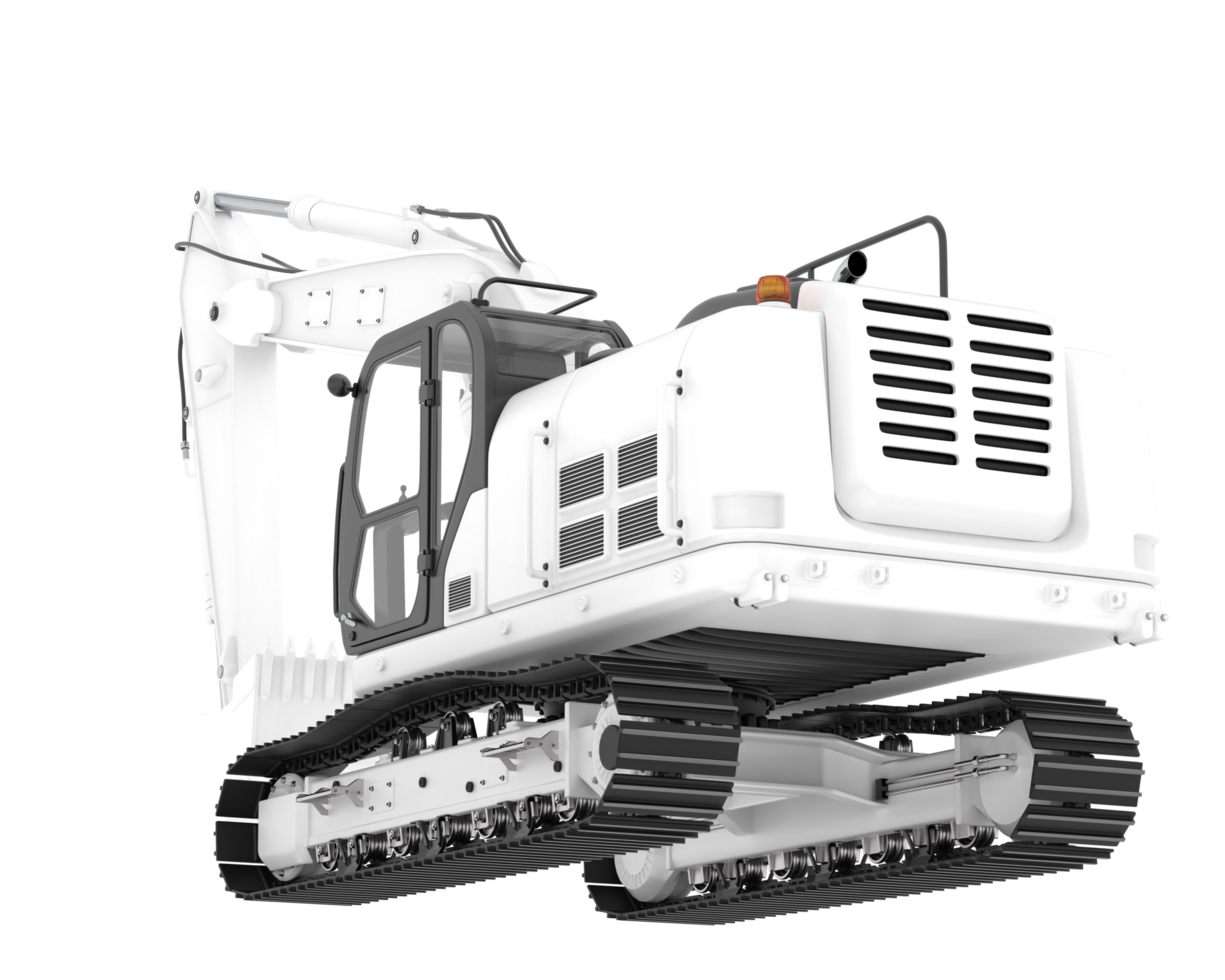 Track excavator isolated on background. 3d rendering - illustration png
