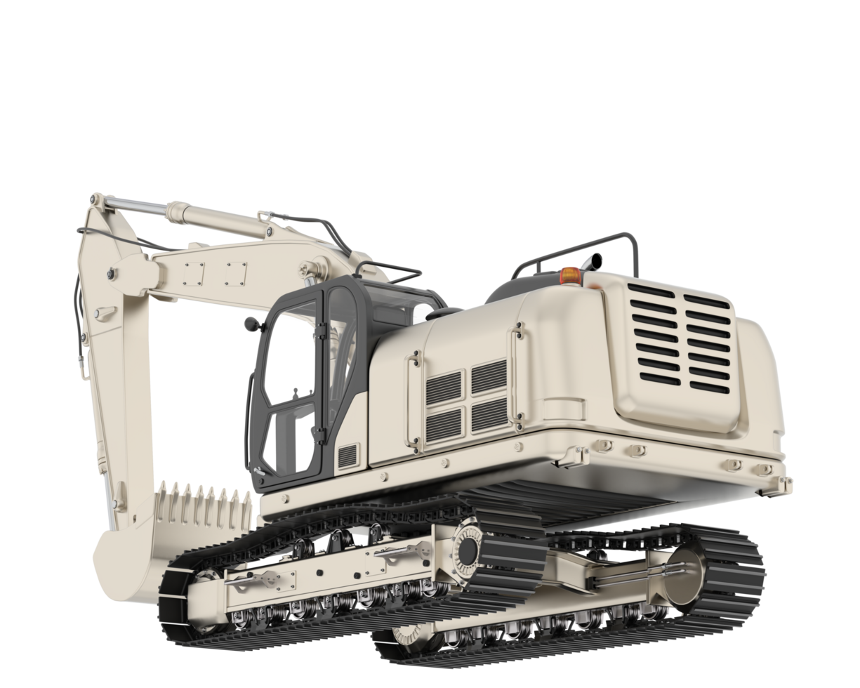 Track excavator isolated on background. 3d rendering - illustration png