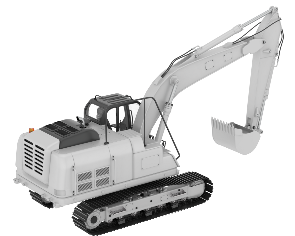 Track excavator isolated on background. 3d rendering - illustration png