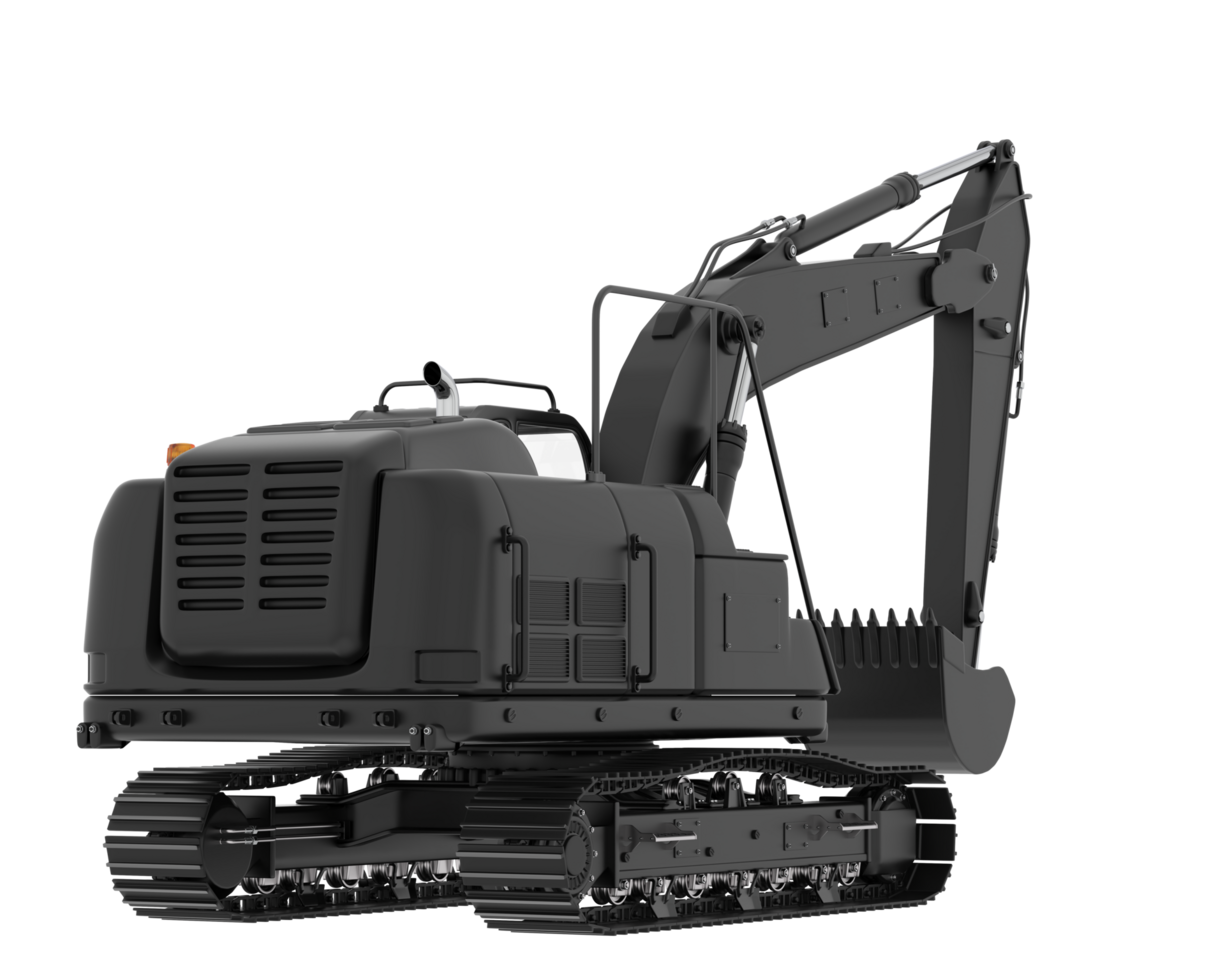 Track excavator isolated on background. 3d rendering - illustration png