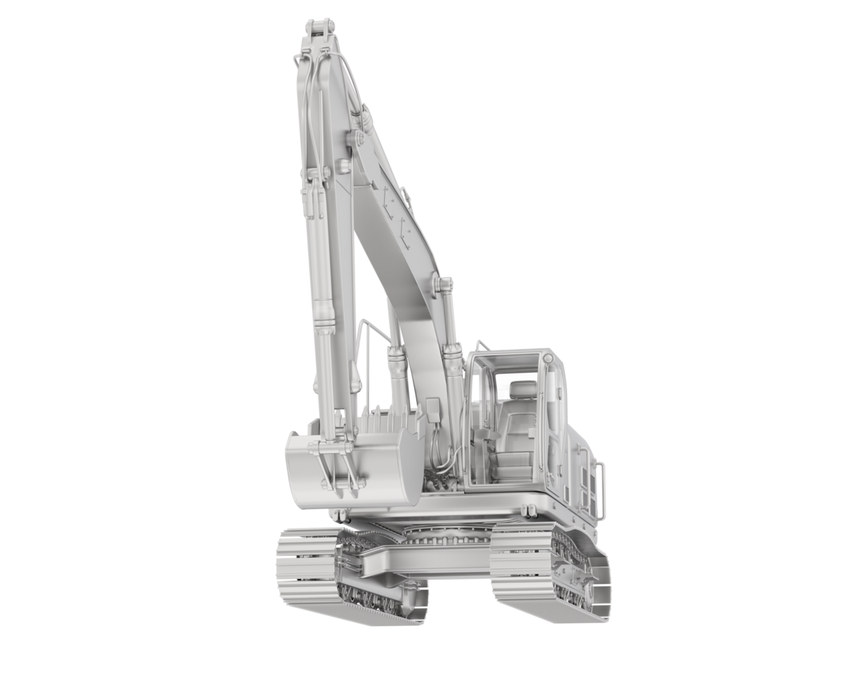 Track excavator isolated on background. 3d rendering - illustration png
