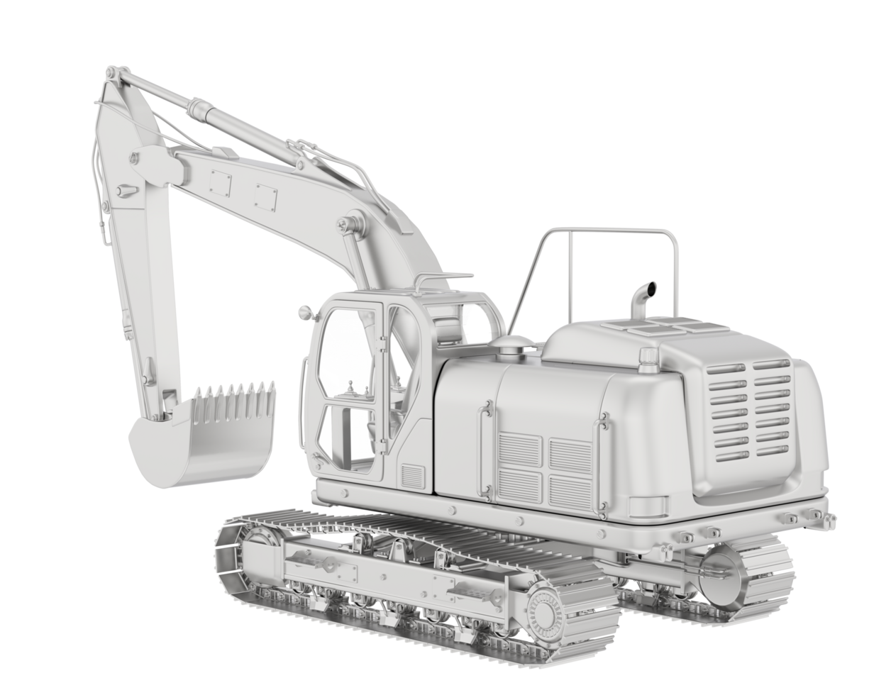 Track excavator isolated on background. 3d rendering - illustration png