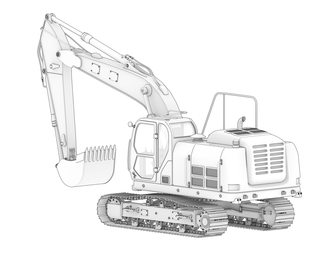 rastrear escavadora isolado em fundo. 3d Renderização - ilustração png