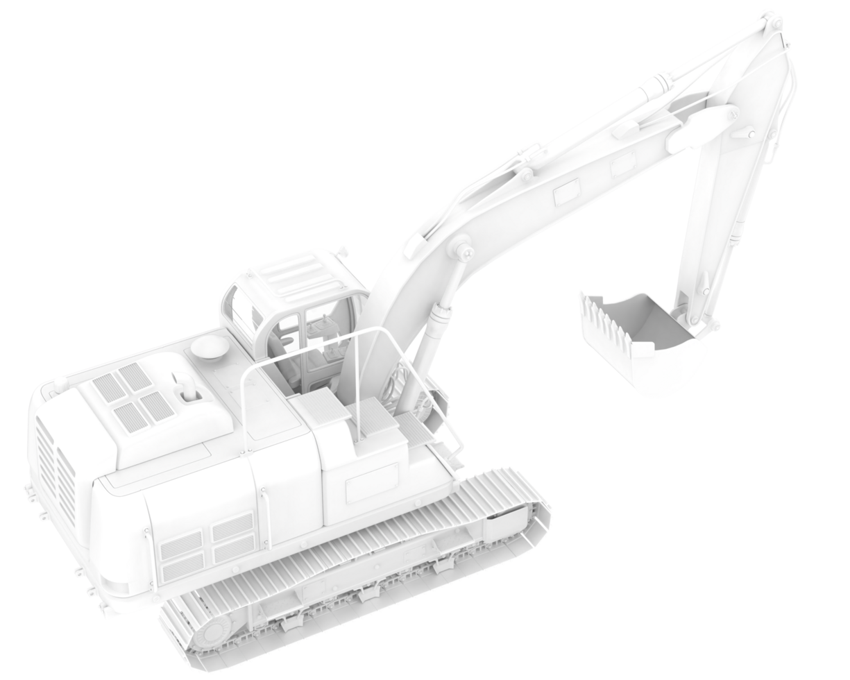 Track excavator isolated on background. 3d rendering - illustration png
