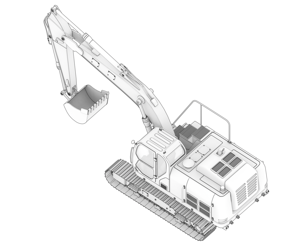 Track excavator isolated on background. 3d rendering - illustration png