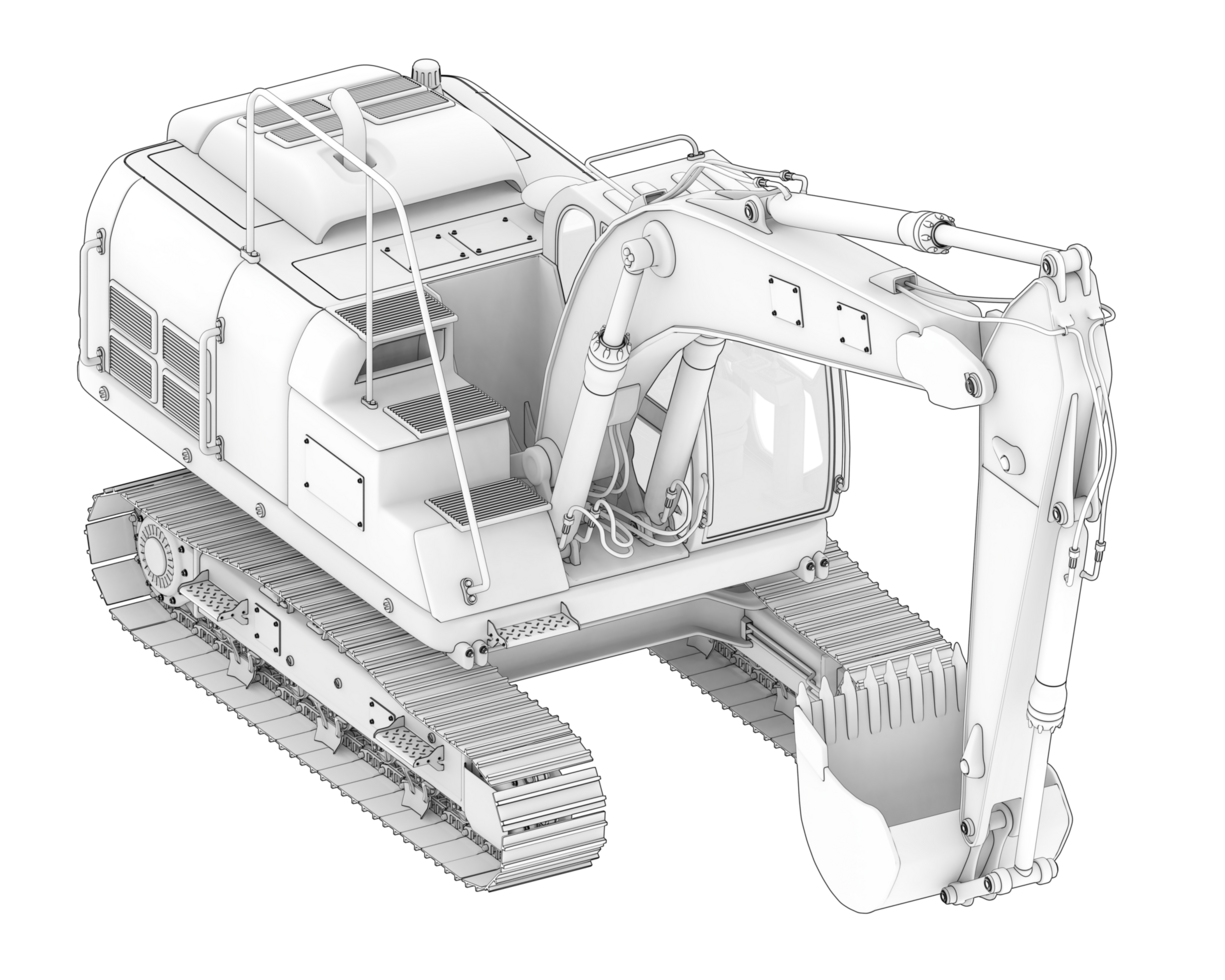 Wheel excavator isolated on background. 3d rendering - illustration png
