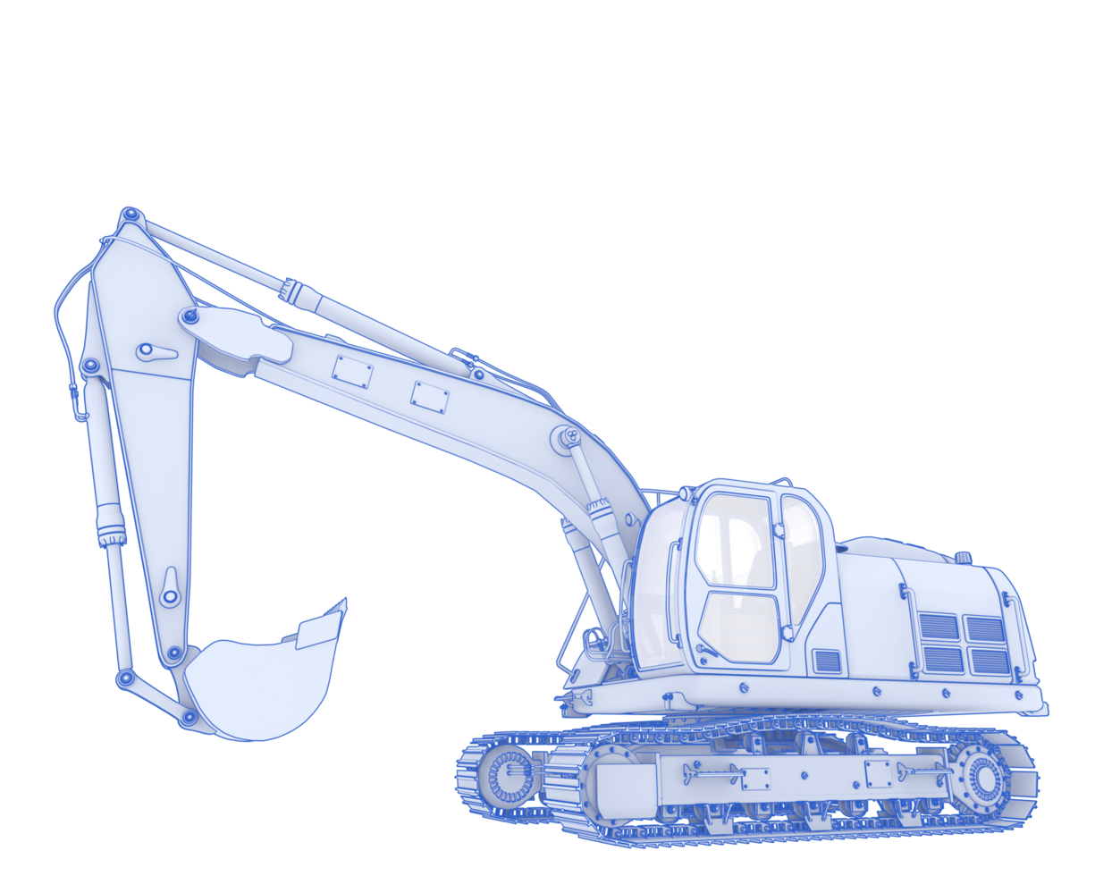 Track excavator isolated on background. 3d rendering - illustration png