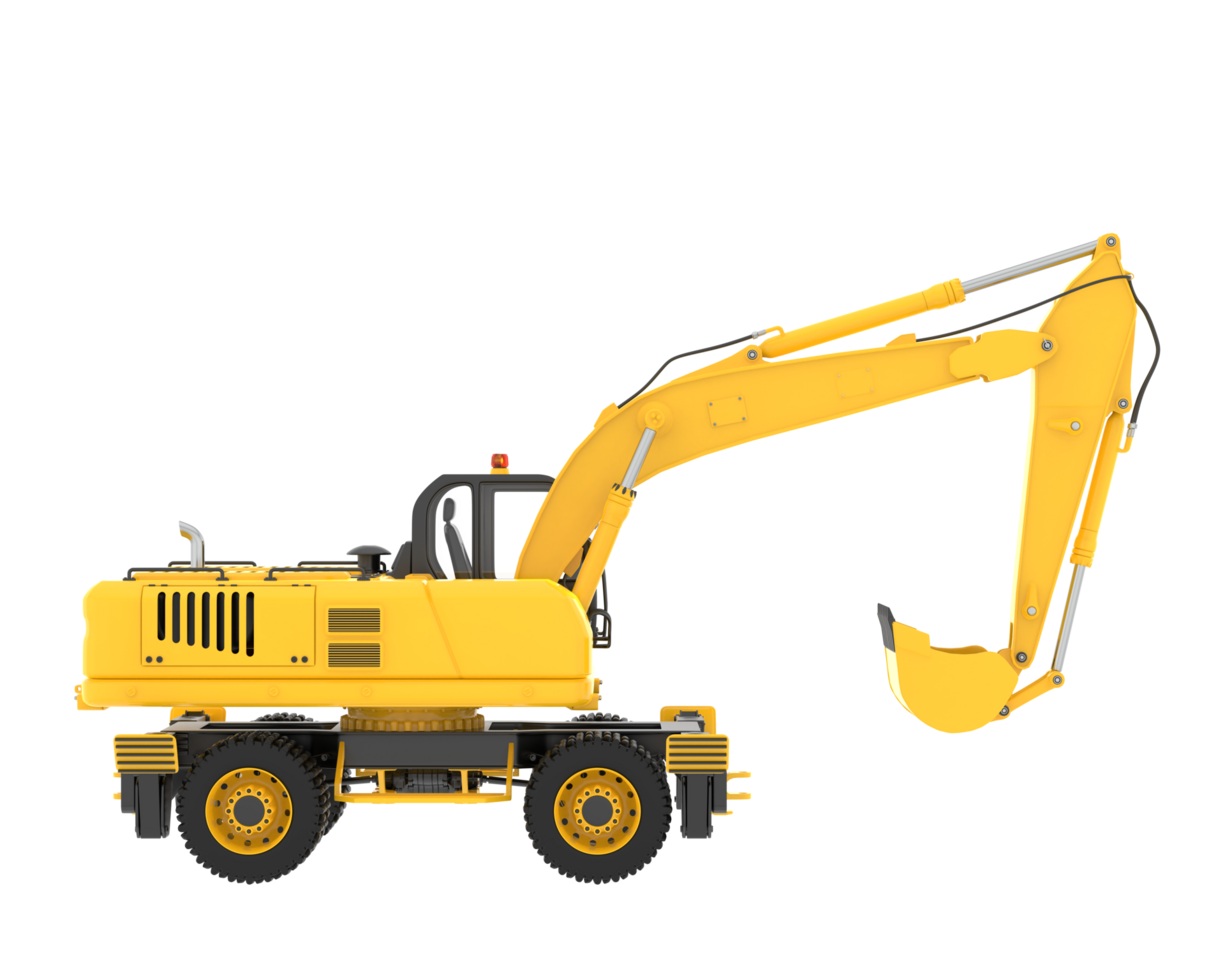 Wheel excavator isolated on background. 3d rendering - illustration png