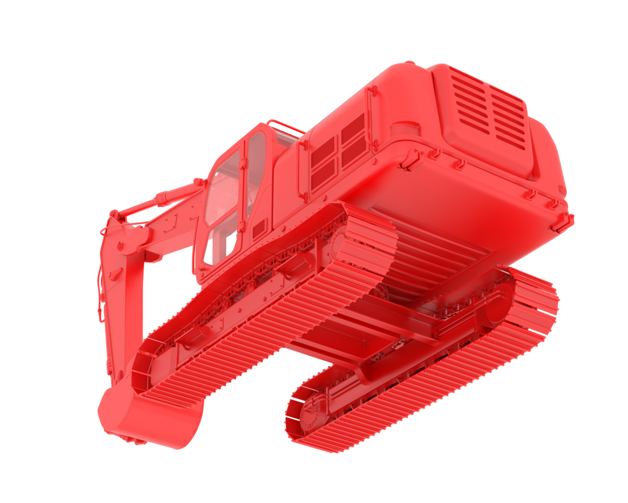 Track excavator isolated on background. 3d rendering - illustration png